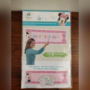 Disney Baby Minnie Mouse Personalized Giant Banner Kit - New
